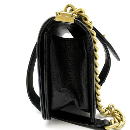 Chanel Boy Chain Shoulder Bag Caviar Leather Black — view 3
