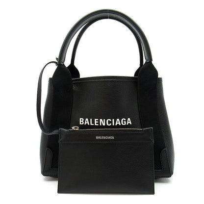 Balenciaga Navy Cabas XS 2-Way Handbag Leather Black