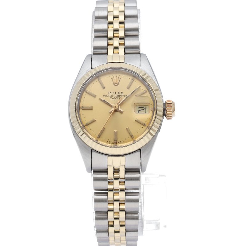 Rolex Oyster Perpetual Date Watch Antique 18k Yellow Gold SS — view 2