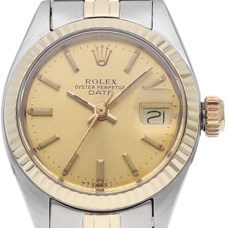 Rolex Oyster Perpetual Date Watch Antique 18k Yellow Gold SS