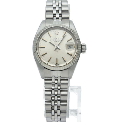Rolex Oyster Perpetual Date Watch Antique 18k White Gold SS Silk — view 2