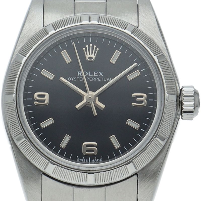 Rolex Oyster Perpetual Watch SS Black