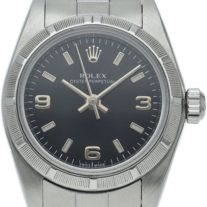 Rolex Oyster Perpetual Watch SS Black