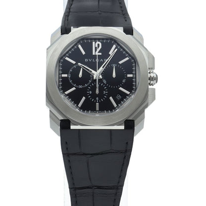 Bvlgari Octo Velocissimo Chronograph SS Leather Watch Black — view 2