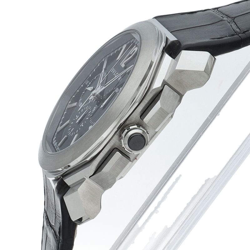 Bvlgari Octo Velocissimo Chronograph SS Leather Watch Black — view 3