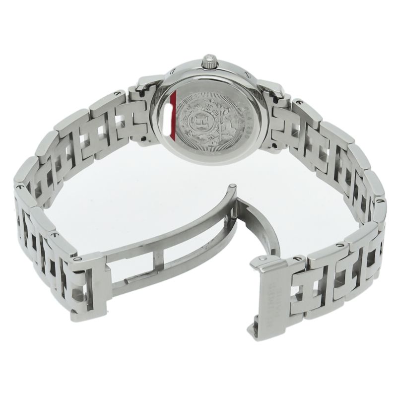 Hermes Clipper Nacre Watch Diamond Bezel Bracelet SS White — view 5