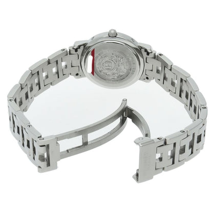 Hermes Clipper Nacre Watch Diamond Bezel Bracelet SS White — view 5