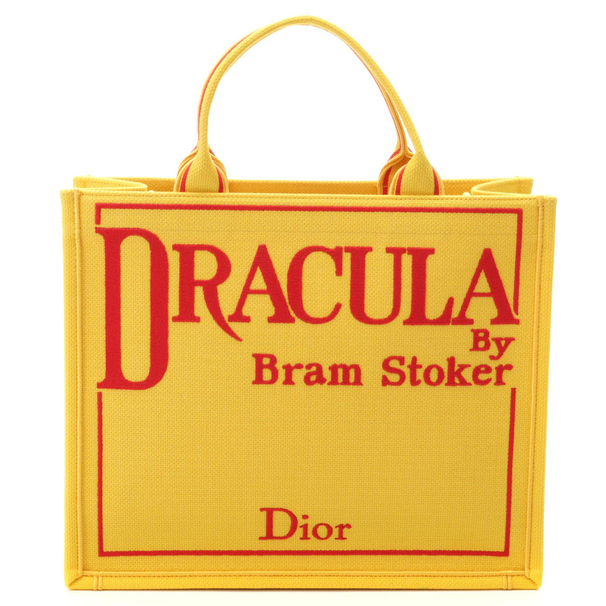Dior Book Cover Dracula Tote Medium Yellow Red Canvas