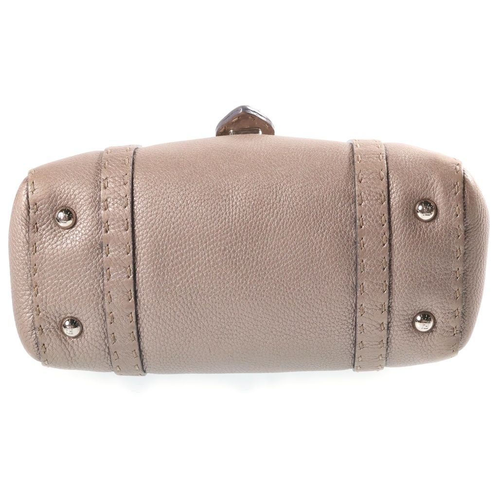 Fendi Selleria Mini Linda Leather Handbag Beige — view 4