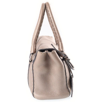Fendi Selleria Mini Linda Leather Handbag Beige — view 3