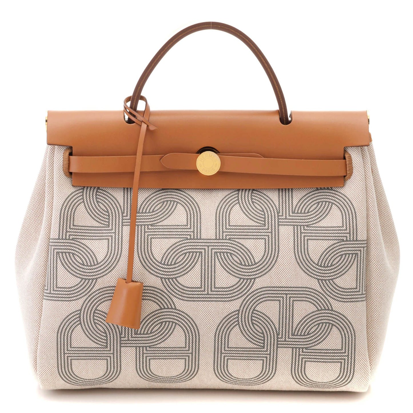 Hermes Herbag Zip PM Natural Handbag Canvas Gold