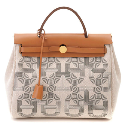 Hermes Herbag Zip PM Natural Handbag Canvas Gold