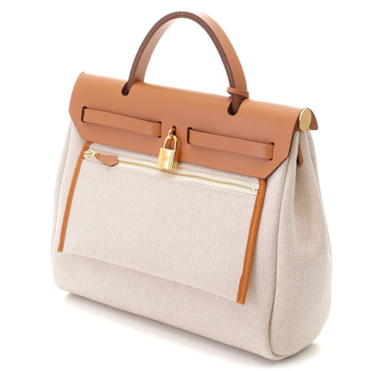 Hermes Herbag Zip PM Natural Handbag Canvas Gold — view 2