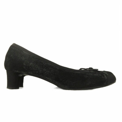 Chanel CC Logo Ballerina Pumps Black Heels Shoes — view 5