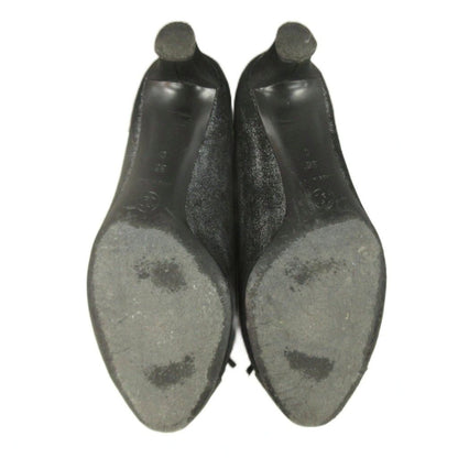 Chanel CC Logo Ballerina Pumps Black Heels Shoes — view 6