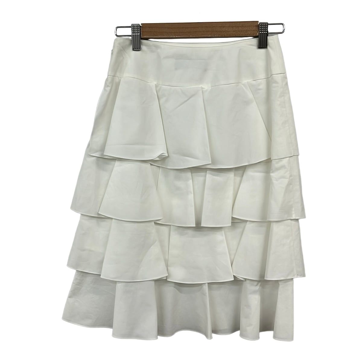 Fendi Skirt S White Knee-Length Ruffle 38