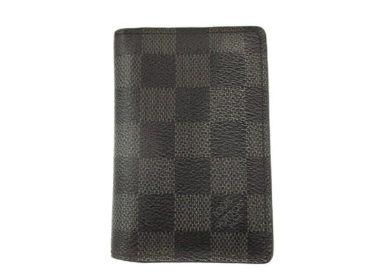 Louis Vuitton Card Case Pocket Organizer Damier Graphite Black Canvas Leather