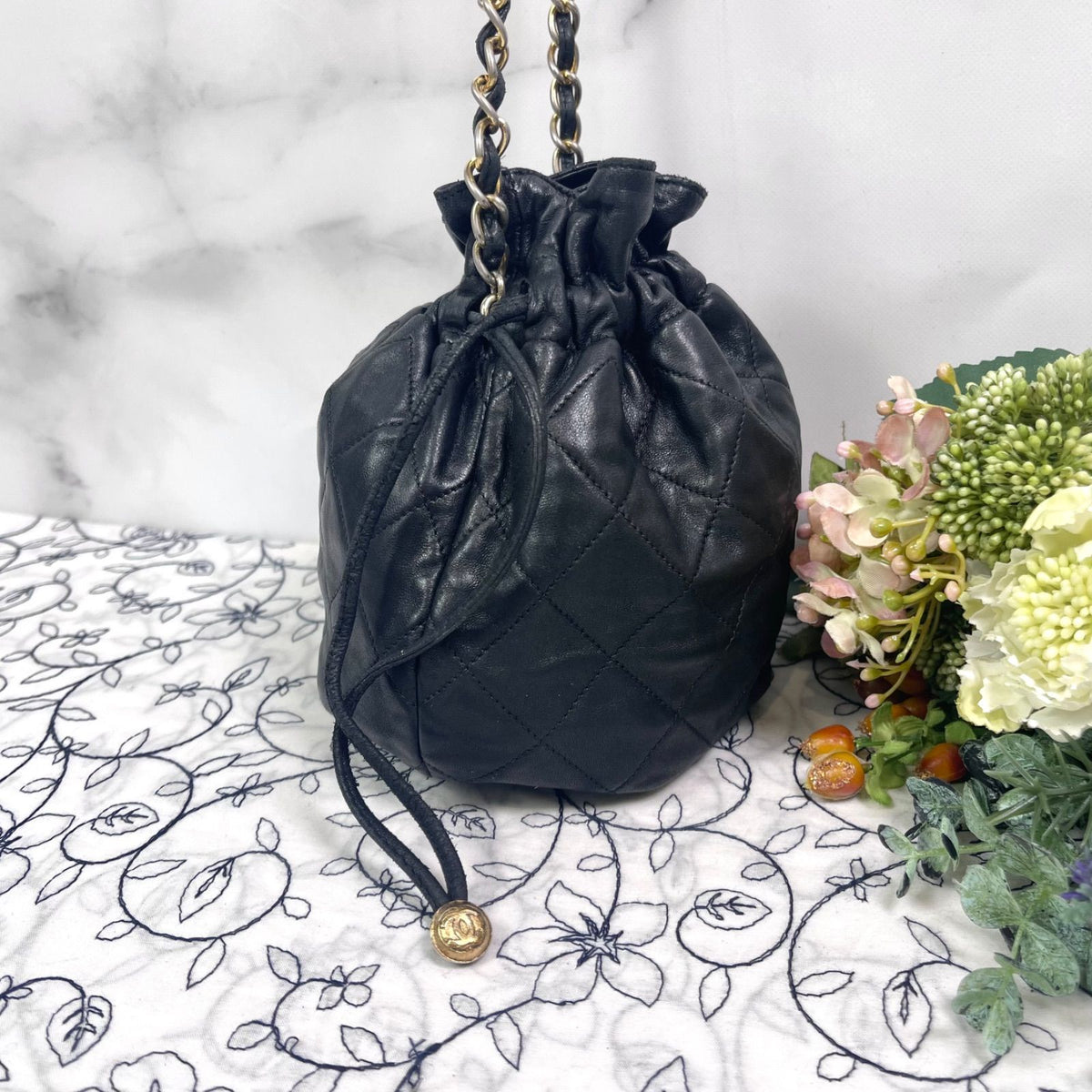 Chanel Quilted Drawstring Vintage Shoulder Bag — view 7