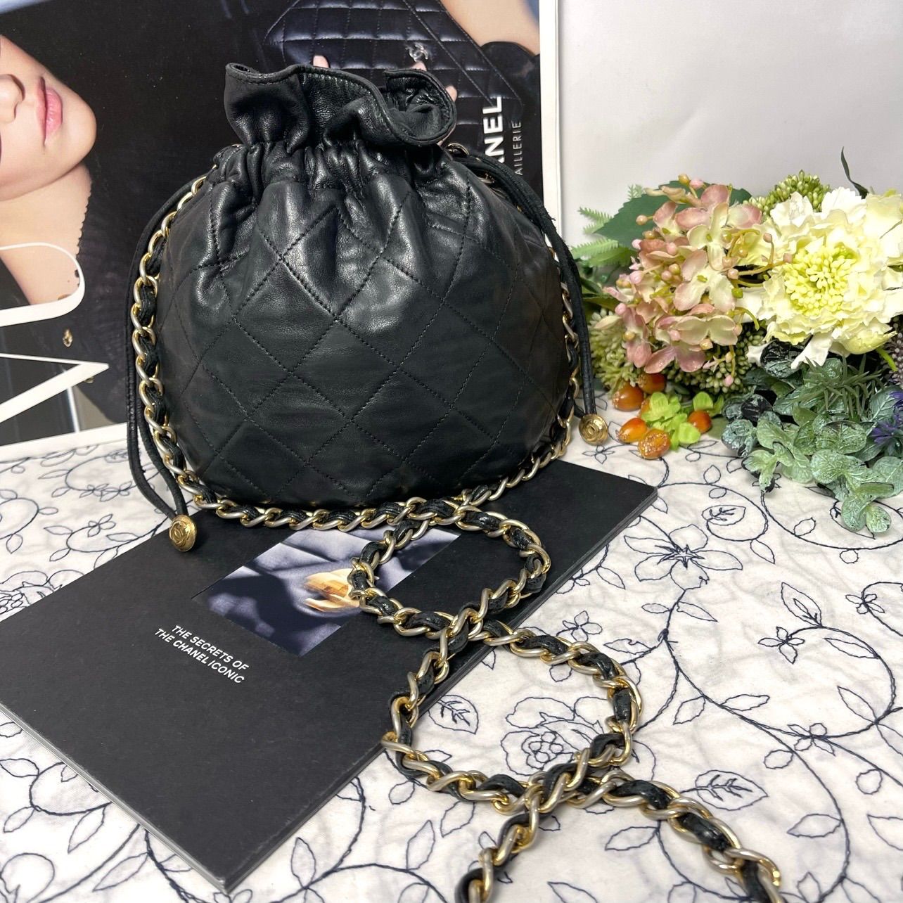 Chanel Quilted Drawstring Vintage Shoulder Bag