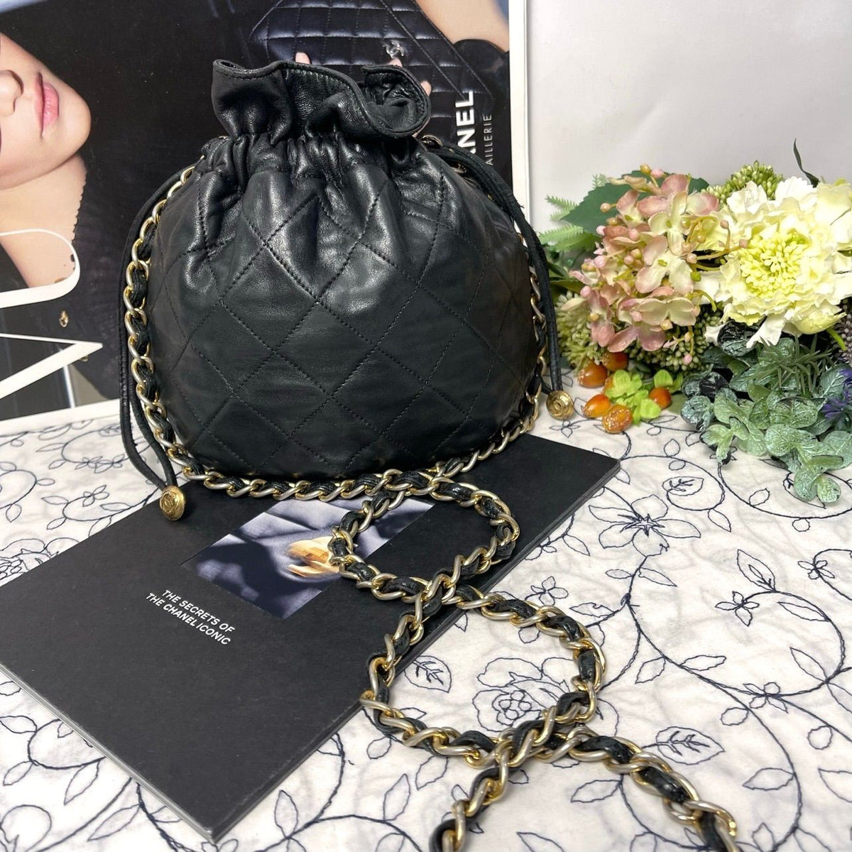 Chanel Quilted Drawstring Vintage Shoulder Bag