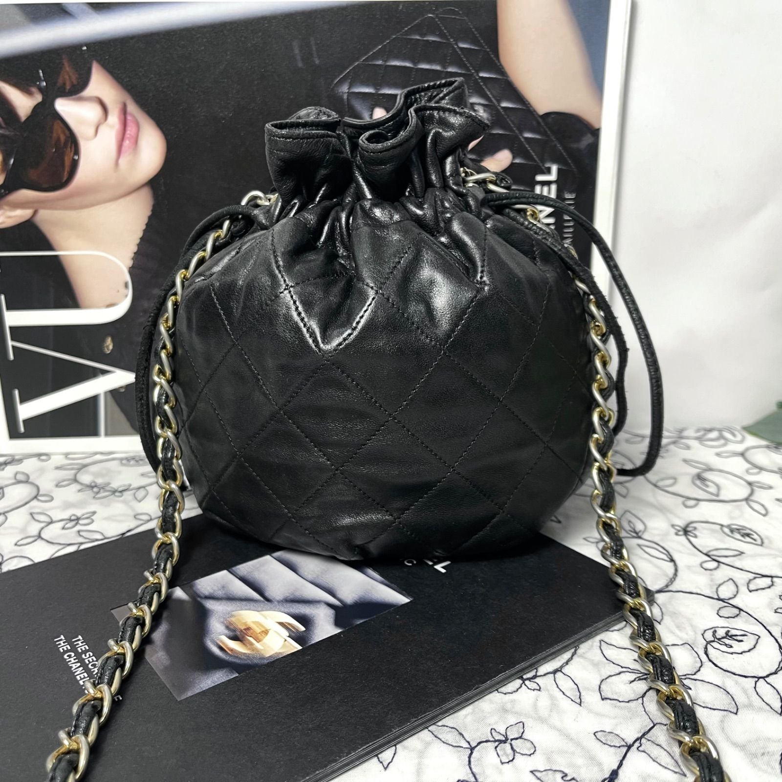 Chanel Quilted Drawstring Vintage Shoulder Bag — view 3