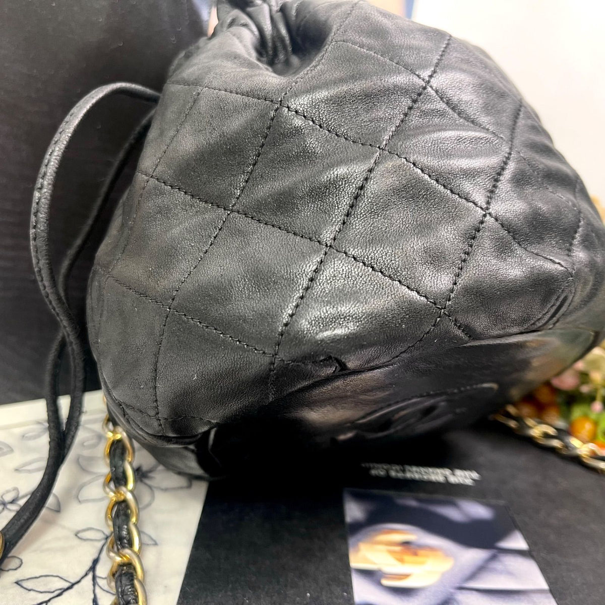 Chanel Quilted Drawstring Vintage Shoulder Bag — view 4