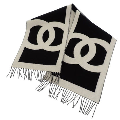 Chanel CC Logo Cashmere Scarf Genus Black White — view 3