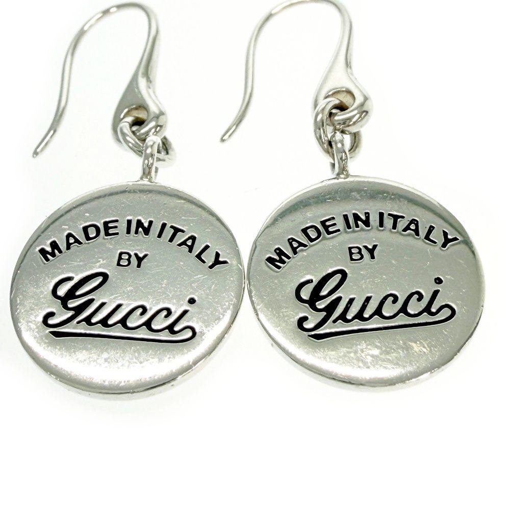 Gucci Silver Logo Round Hook Earrings — view 2