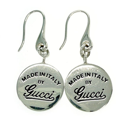 Gucci Silver Logo Round Hook Earrings