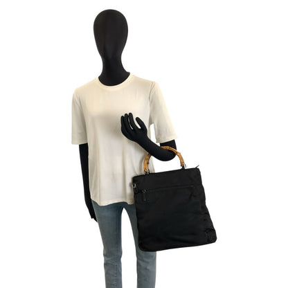 Gucci Bamboo Black Nylon Handbag — view 6