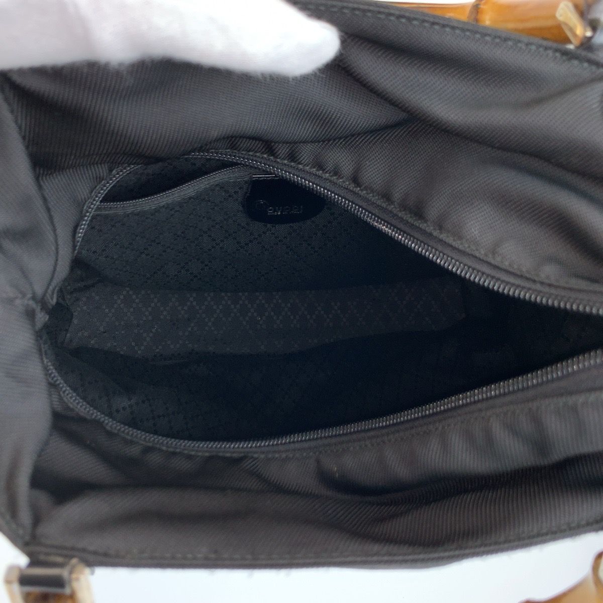 Gucci Bamboo Black Nylon Handbag — view 8