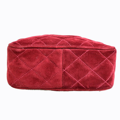 Chanel Quilted Fringe Chain Shoulder Bag Wine Red Suede Leather — view 6