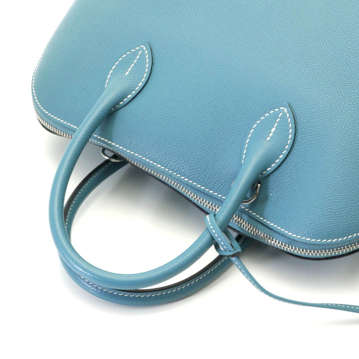 Hermes Bolide 1923 30 New Blue Jean Silver Handbag — view 4