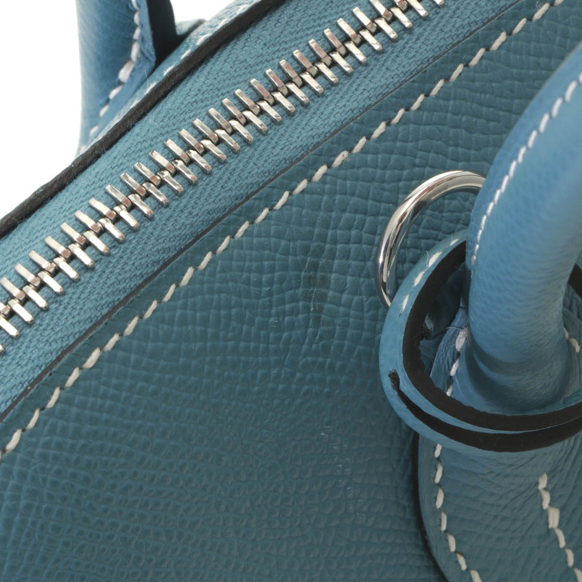 Hermes Bolide 1923 30 New Blue Jean Silver Handbag — view 6