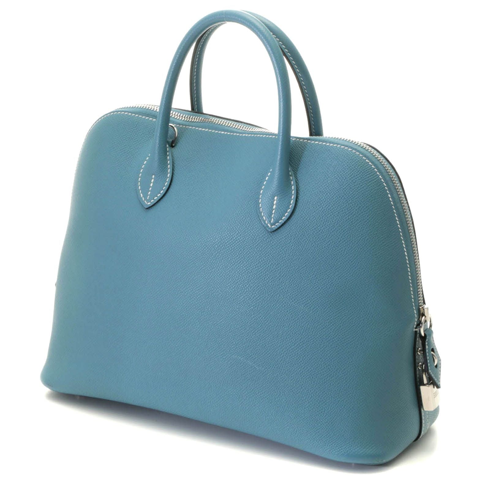 Hermes Bolide 1923 30 New Blue Jean Silver Handbag — view 2