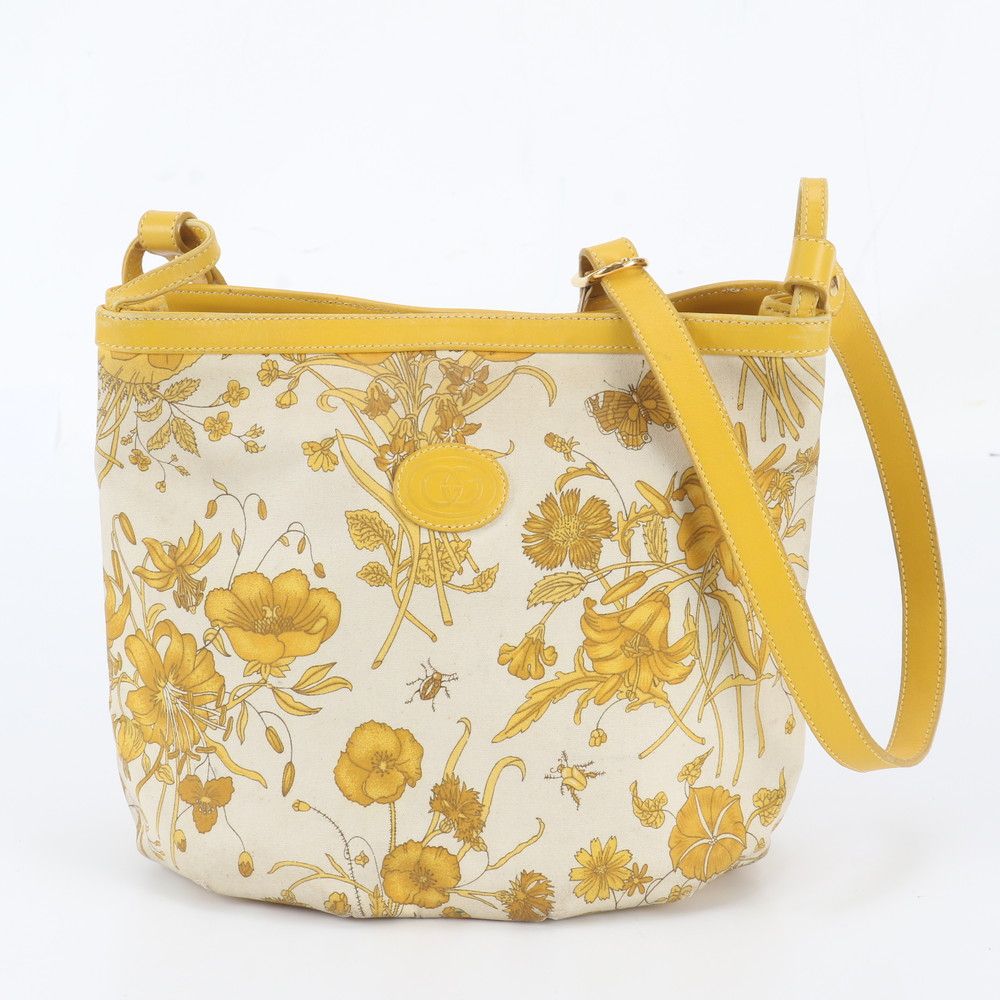 Gucci Vintage Flora Floral Pattern 001 22 Leather Shoulder Bag