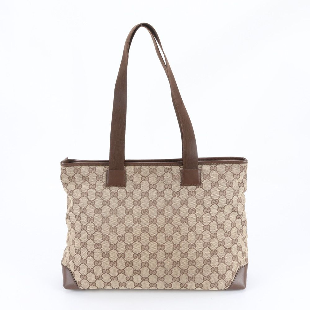 Gucci GG Canvas Leather Tote Shoulder Hand Brown — view 3