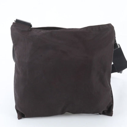 Prada White Tag Tessuto Nylon Triangle Logo Leather Shoulder Bag Crossbody Brown — view 3