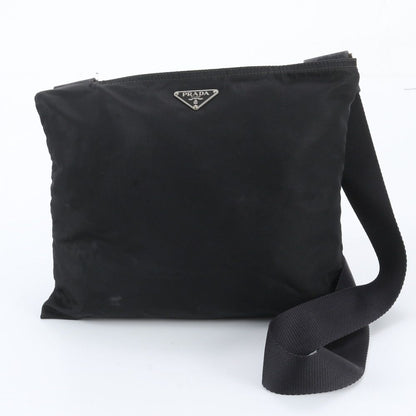 Prada White Tag Tessuto Nylon Triangle Logo Leather Shoulder Bag