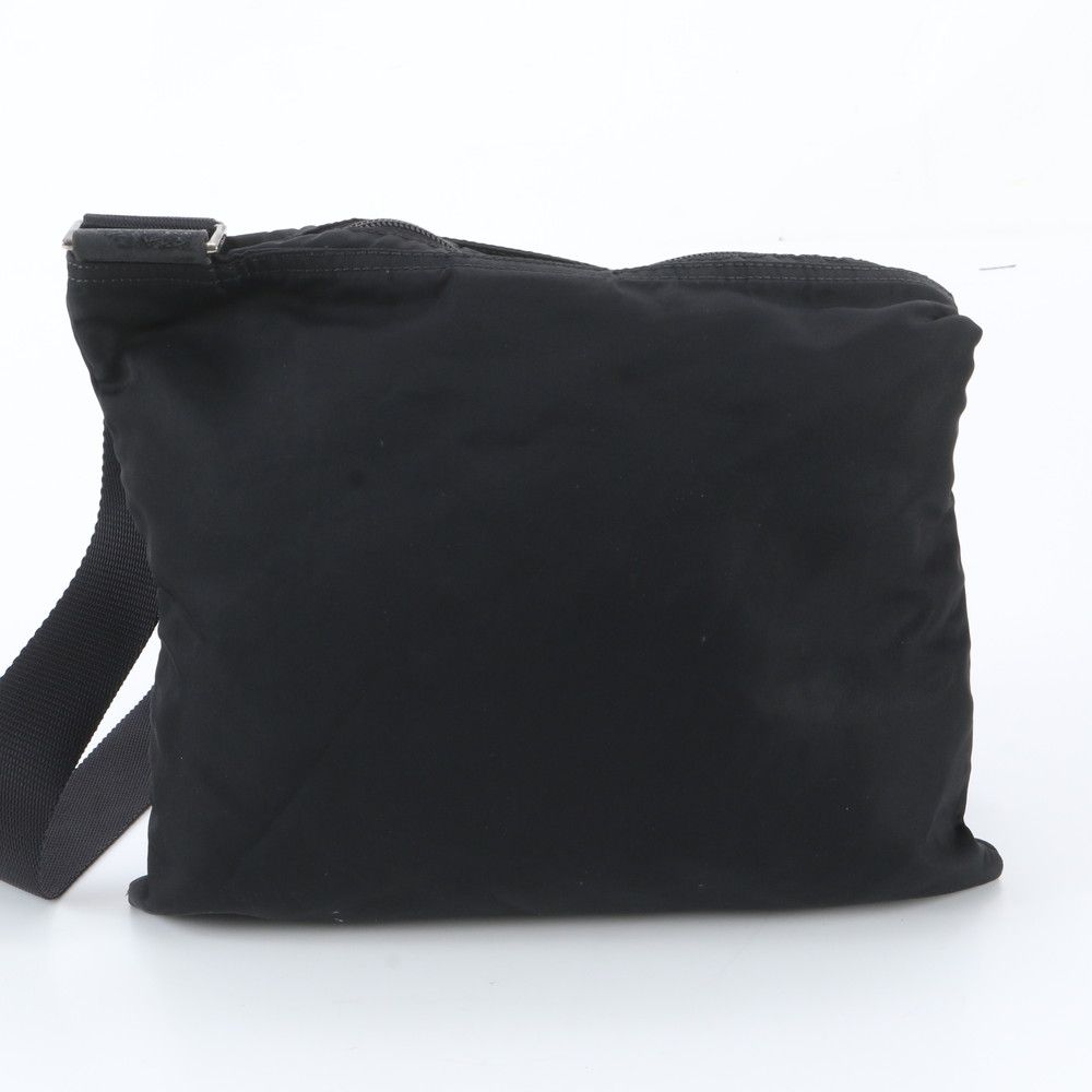 Prada White Tag Tessuto Nylon Triangle Logo Leather Shoulder Bag — view 3