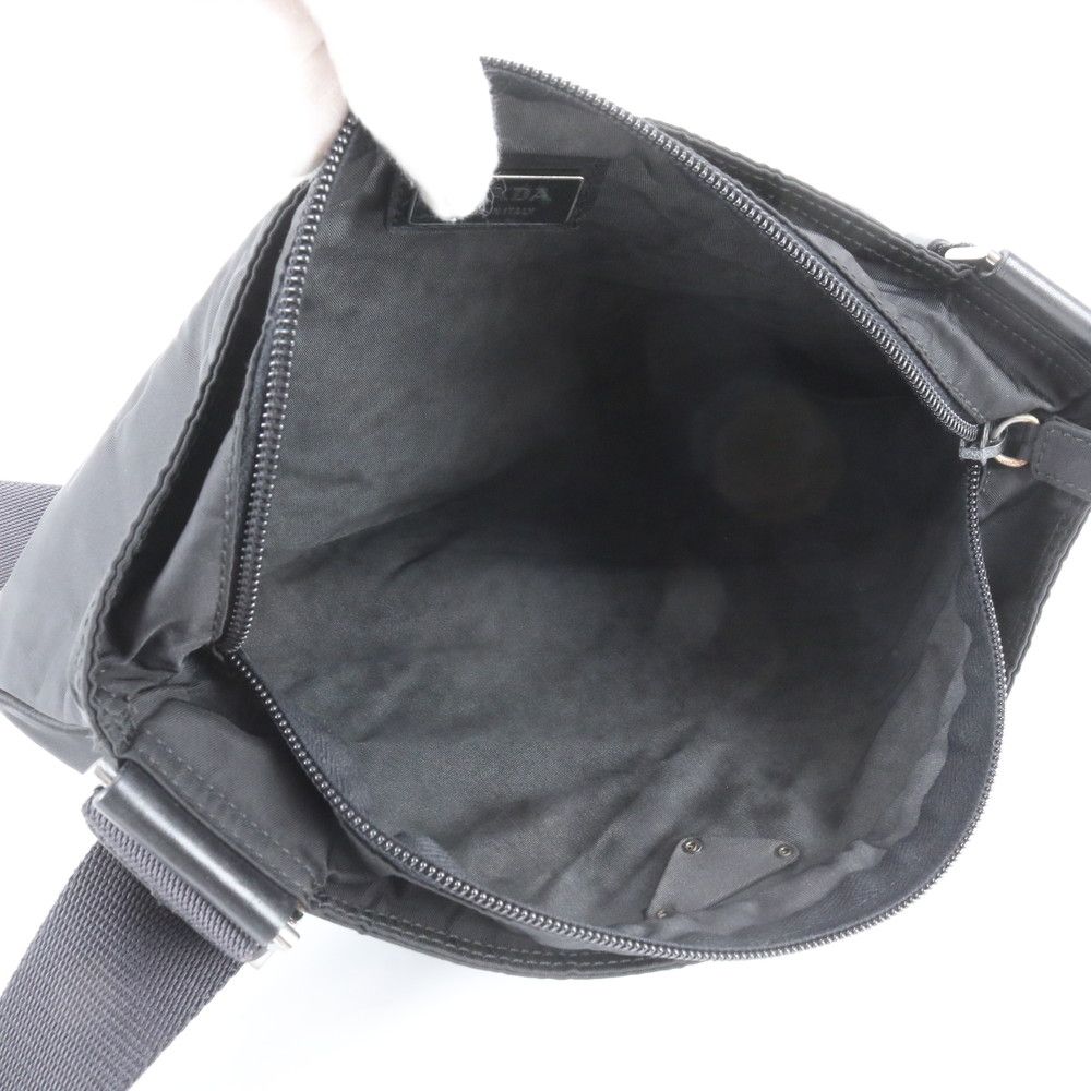Prada Triangle Logo Tessuto Nylon Leather Shoulder Bag — view 7