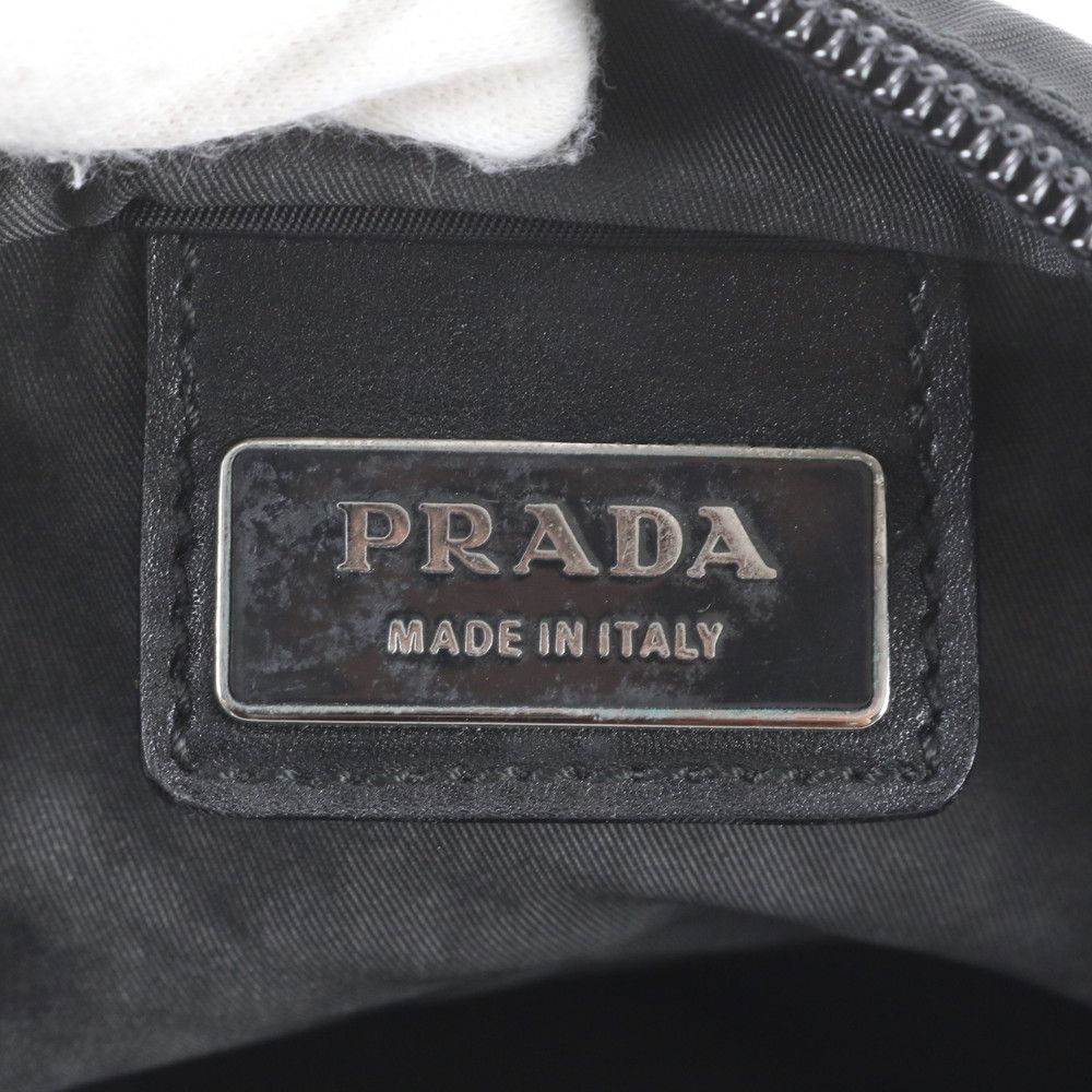 Prada Triangle Logo Tessuto Nylon Leather Shoulder Bag — view 8