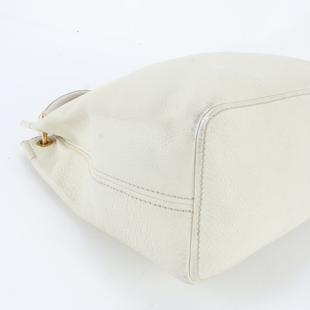 Prada White Tag Vitello Daino Leather Shoulder Bag Tote — view 6