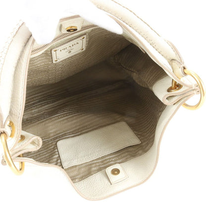 Prada White Tag Vitello Daino Leather Shoulder Bag Tote — view 7