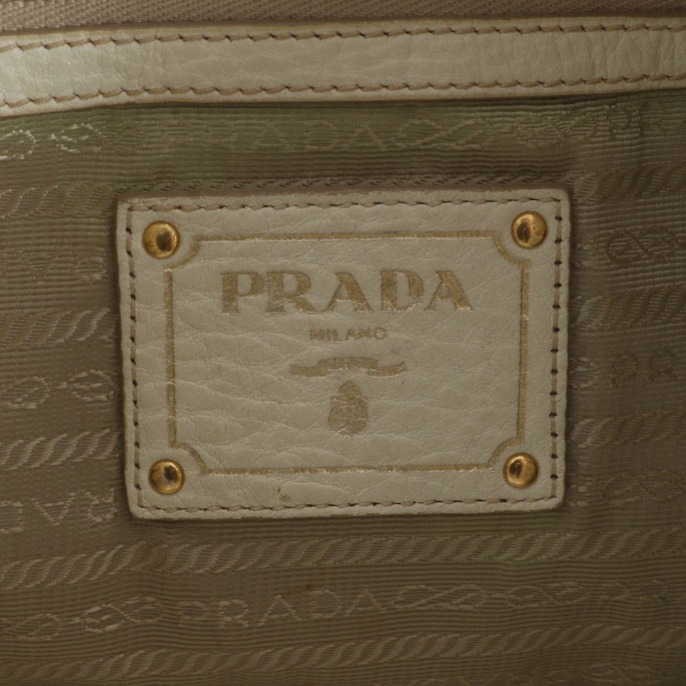 Prada White Tag Vitello Daino Leather Shoulder Bag Tote — view 8