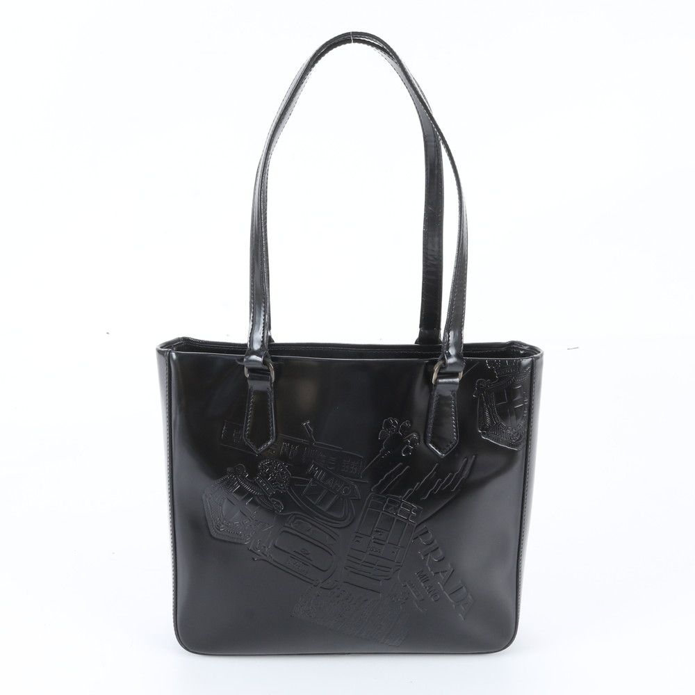 Prada White Tag Triangle Logo Leather Tote — view 3
