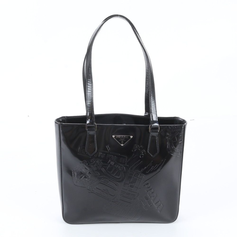 Prada White Tag Triangle Logo Leather Tote