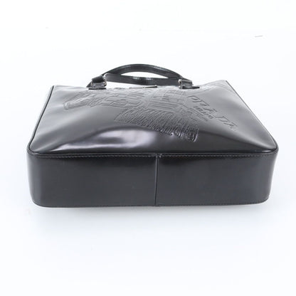 Prada White Tag Triangle Logo Leather Tote — view 5