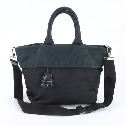 Prada Tessuto Nylon Triangle Logo Reversible Leather 2-Way Shoulder Bag