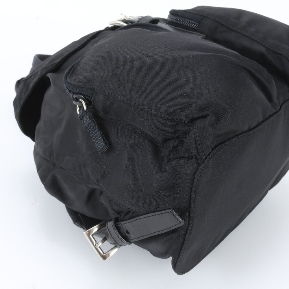 Prada White Tag with Tessuto Nylon Triangle Logo Leather Backpack — view 7